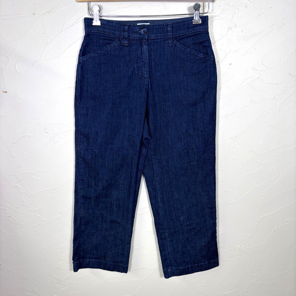 LL Bean Classic Fit Crop Jeans Women 4 Regular Dark Wash Denim Coastal Preppy